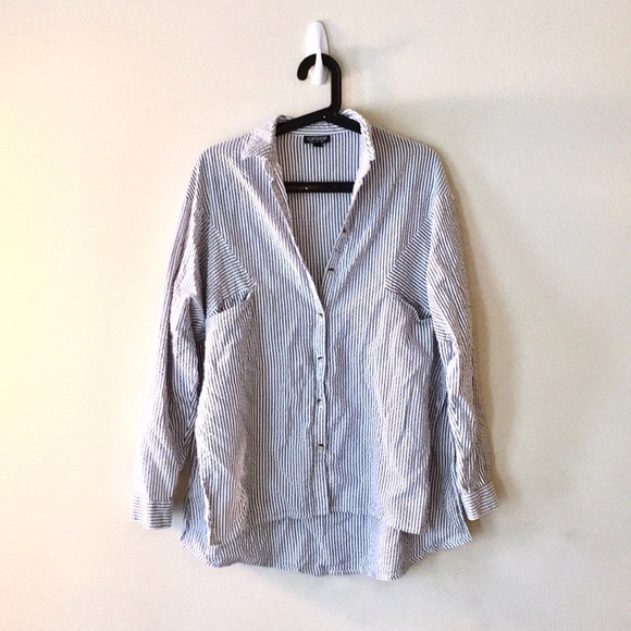 Topshop Tops - TOPSHOP | Oversized Button Down Striped Top